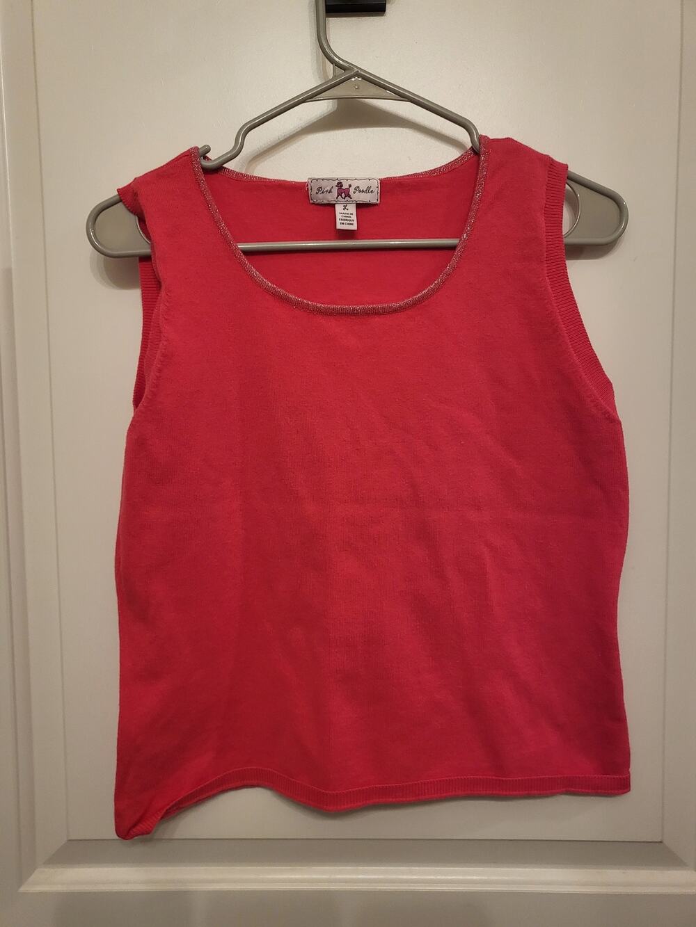 Vintage Pink Poodle Knit Tank Large